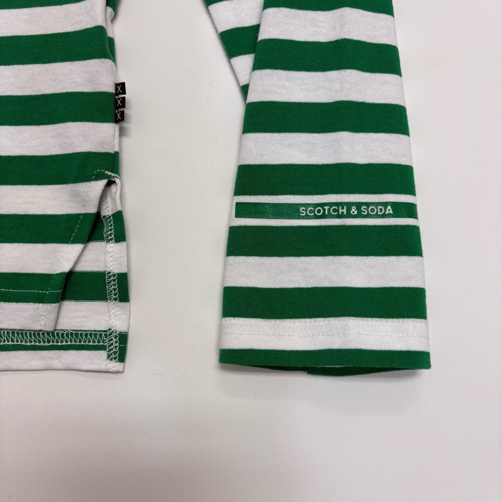 NWT Scotch & Soda AMSTERDAMS BLAUW Green and White Striped Shirt - Picture 6 of 10